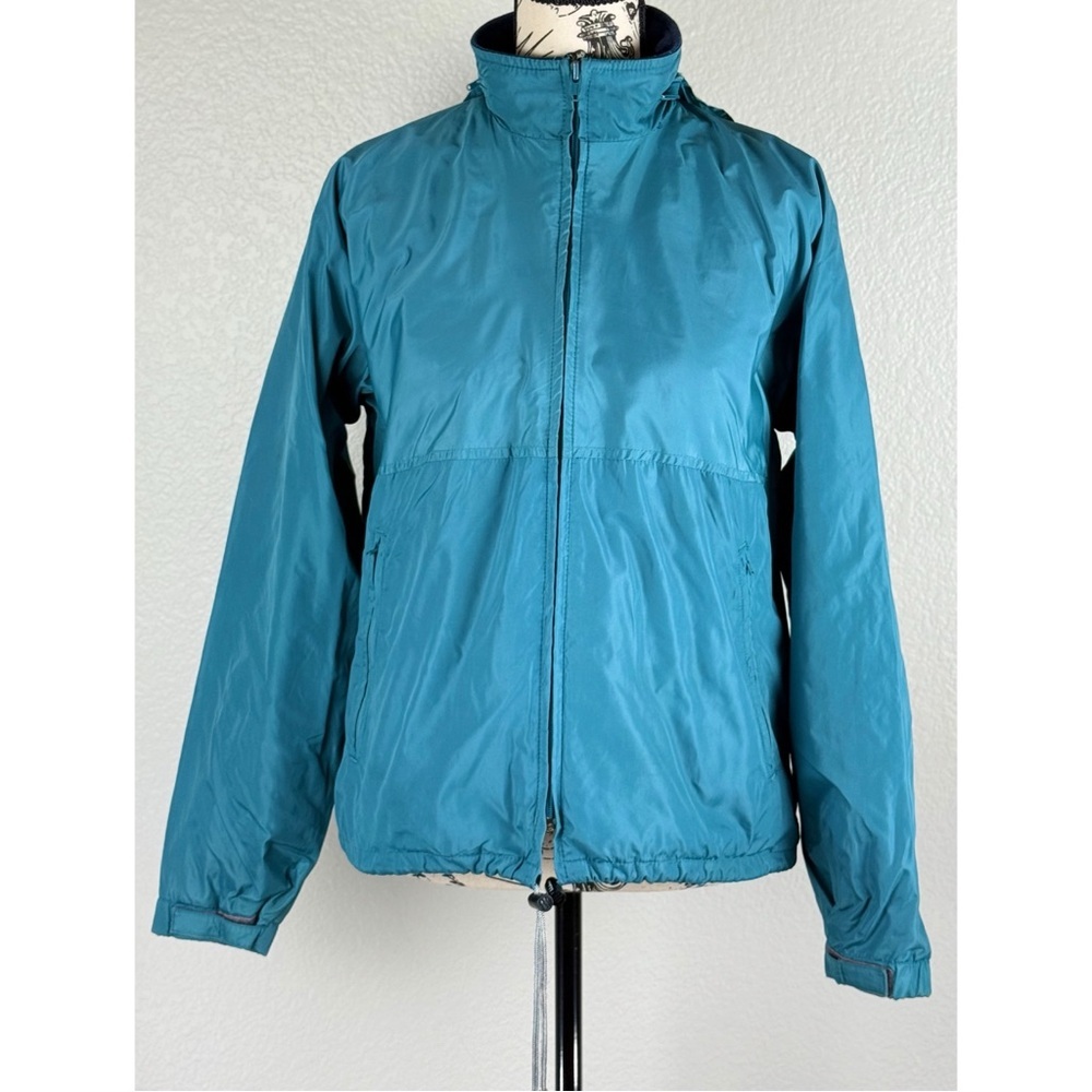 L.L.Bean Vintage 90s High-neck Teal Windbreaker Packable Hood Jacket Medium